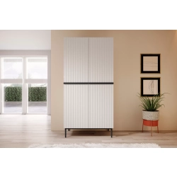 Szafa Nicole 100 cm z półkami - biały mat / czarne nóżki